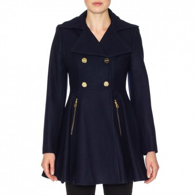 Laundry By Shelli Segal Pea Coat with Flare Skirt