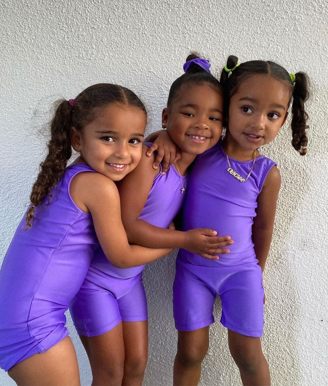 Khloe Kardashian shares adorable photos of her daughter True with cousins Dream and Chicago in matching purple leotards