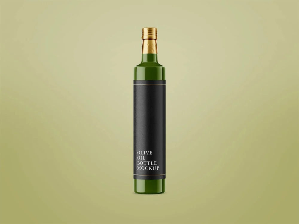 Glossy Olive Oil Bottle Mockup Free Mockup