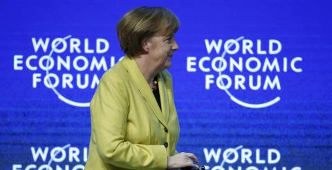 La canciller alemana Angela Merkel, tras su intervención en el foro de Davos. REUTERS