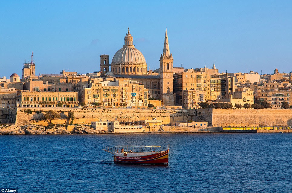 Tenth place: Malta is a popular tourist destination with its warm climate, numerous recreational areas, and architectural and historical monuments, and the island has no fewer than nine UNESCO World Heritage sites. Its capital, Valletta (pictured) is the smallest capital in the European Union as well as being famous for the beauty of its Baroque palaces, gardens and churches