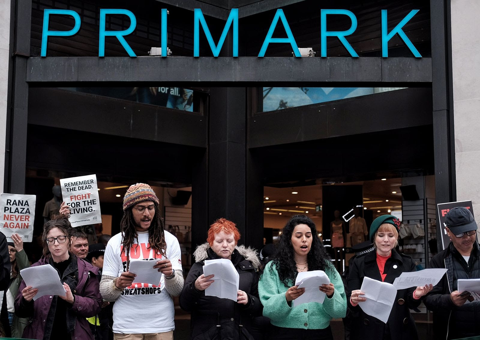 The final stop on the tour was to Name The Dead outside Primark's flagship store. We had 1,138 names to read.