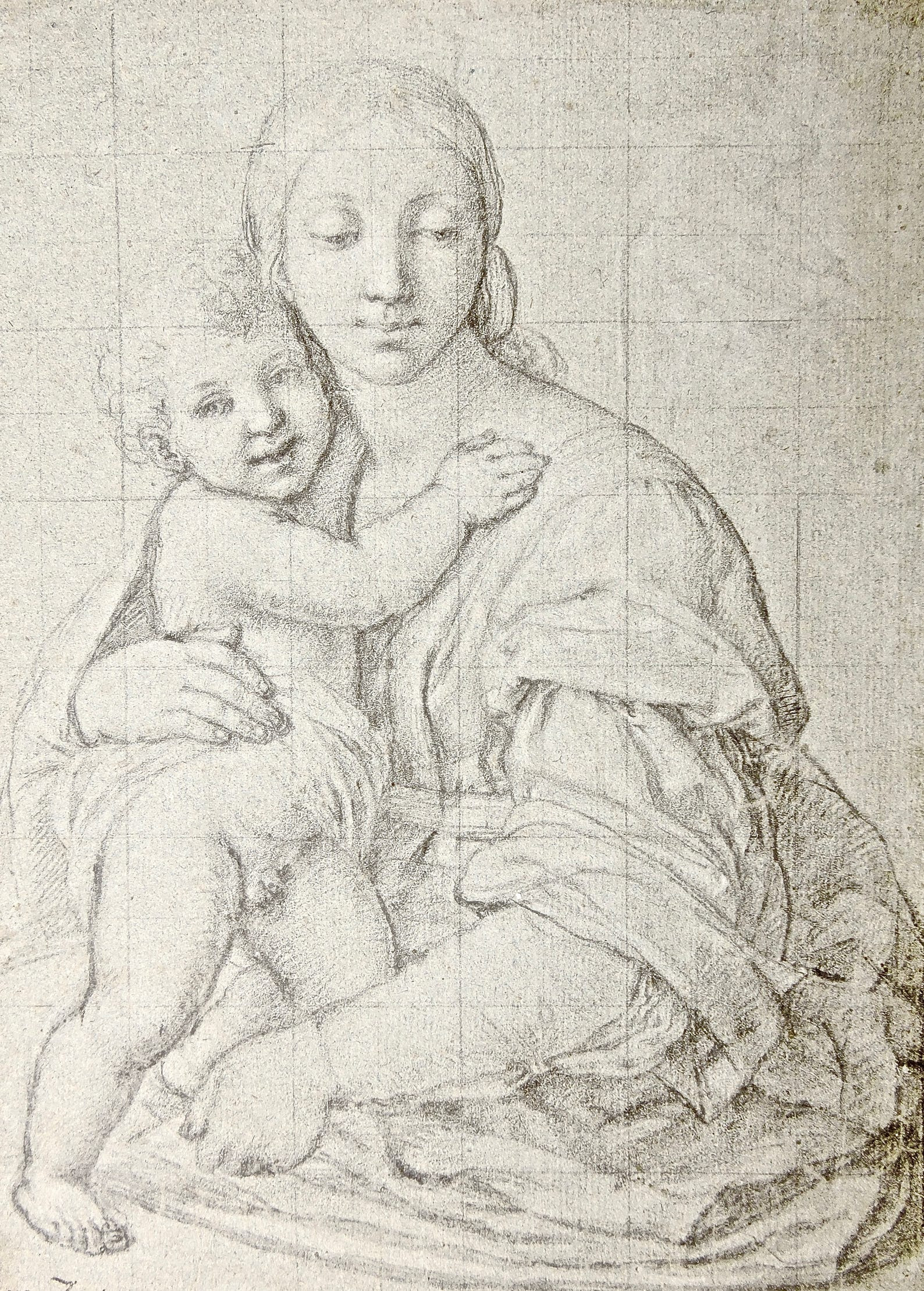 Study for Madonna and Child, ca. 1650 Pencil on blue paper, Giovanni Battista Salvi (called, “il Sassoferrato,” Italian, 1609‒1685). A gift of John and Sylvie O’Brien, this drawing is now in the collection of Washington County Museum of Fine Arts.