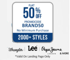 Flat 50% off on Branded Clothing