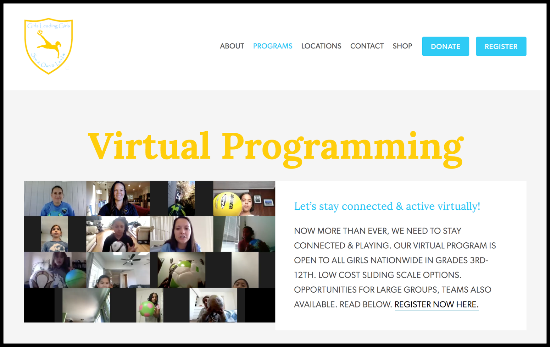 Girls Leading Girls virtual programming