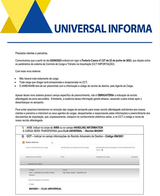 Comunicado UNIVERSAL