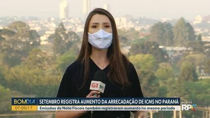 Paraná registrou em setembro aumento da arrecadação do ICMS Paraná registrou em setembro aumento da arrecadação do ICMS
