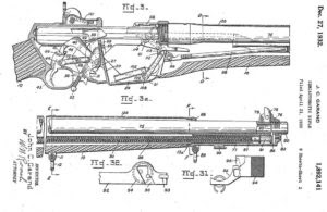 Garand's 1930 patent for his version of the long stroke system with piston located below the barrel