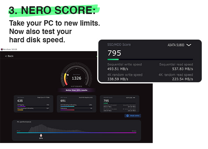 3. Nero Score: take your PC to new limites. Now also test your hard disk speed.