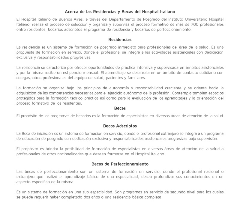 Acerca de las Residencias y Becas del Hospital Italiano