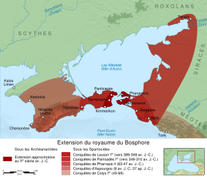 Οι αρχαίοι Έλληνες ονόμαζαν την Κριμαία Ταυρίδα 300px-Bosporan_Kingdom_growth_map-fr.svg