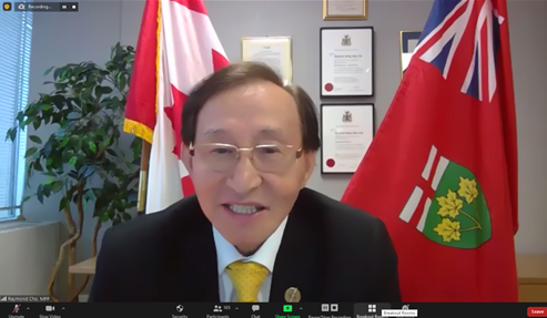the Honourable Raymond Cho, Minister of Seniors and Accessibility,
