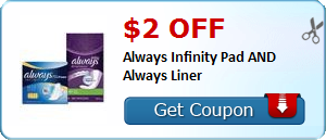 $2.00 off Always Infinity Pad AND Always Liner