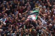 Funeral in Ramallah for the Arab terrorist who murdered Nechama Lavi and Aharon Banita.
