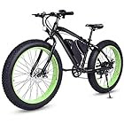 Goplus 26'' Electric Bike E-Bike Mountain Beach Snow Bicycle Fat Tire Bike Speed Up to 12.5MPH with 3 Riding Modes, Removable 36V Lithium Battery