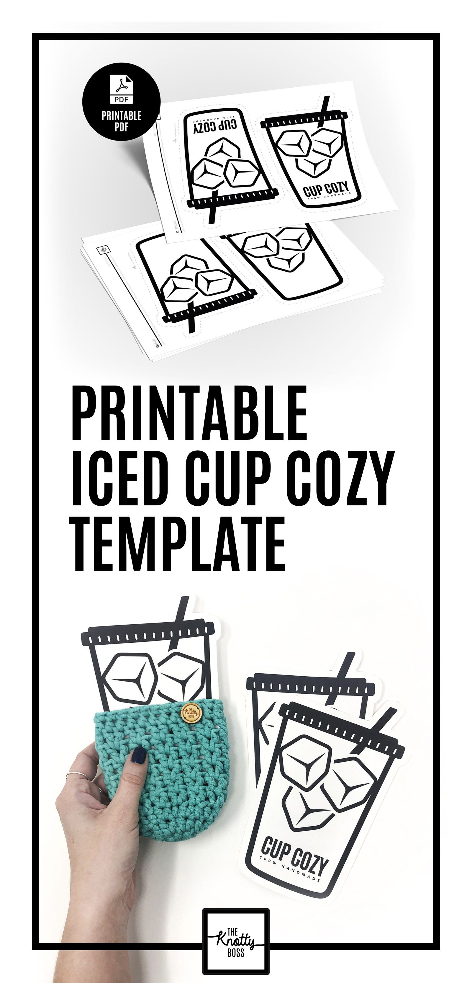 PRINTABLE Cup Cozy Template Ice Downloadable PDF Cup Cozy Etsy Cup