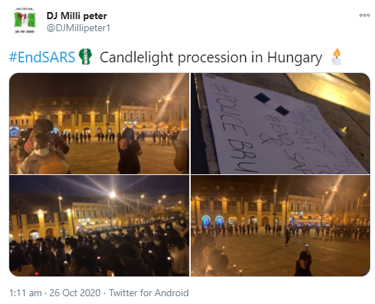 End SARS candlelight procession holds in Hungary to mourn those killed during the End SARS protests (photos)