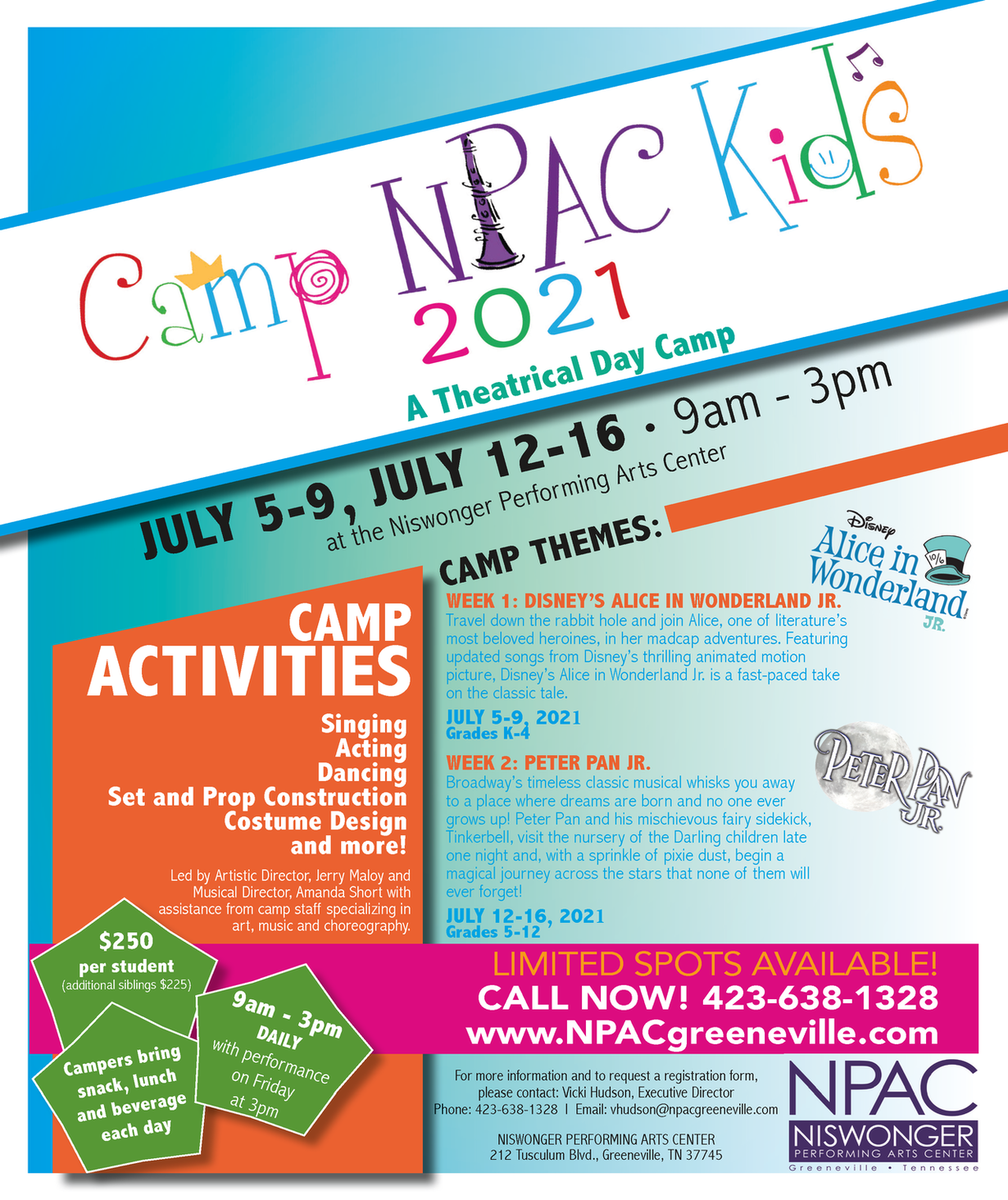 Camp NPAC Kids 2021 Informational Flyer