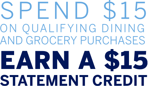 Amex Canada $15 Statement Credit on Restaurants, Food, Groceries, Takeout and Delivery