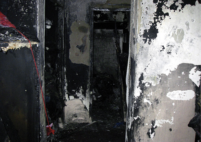 Burned interior