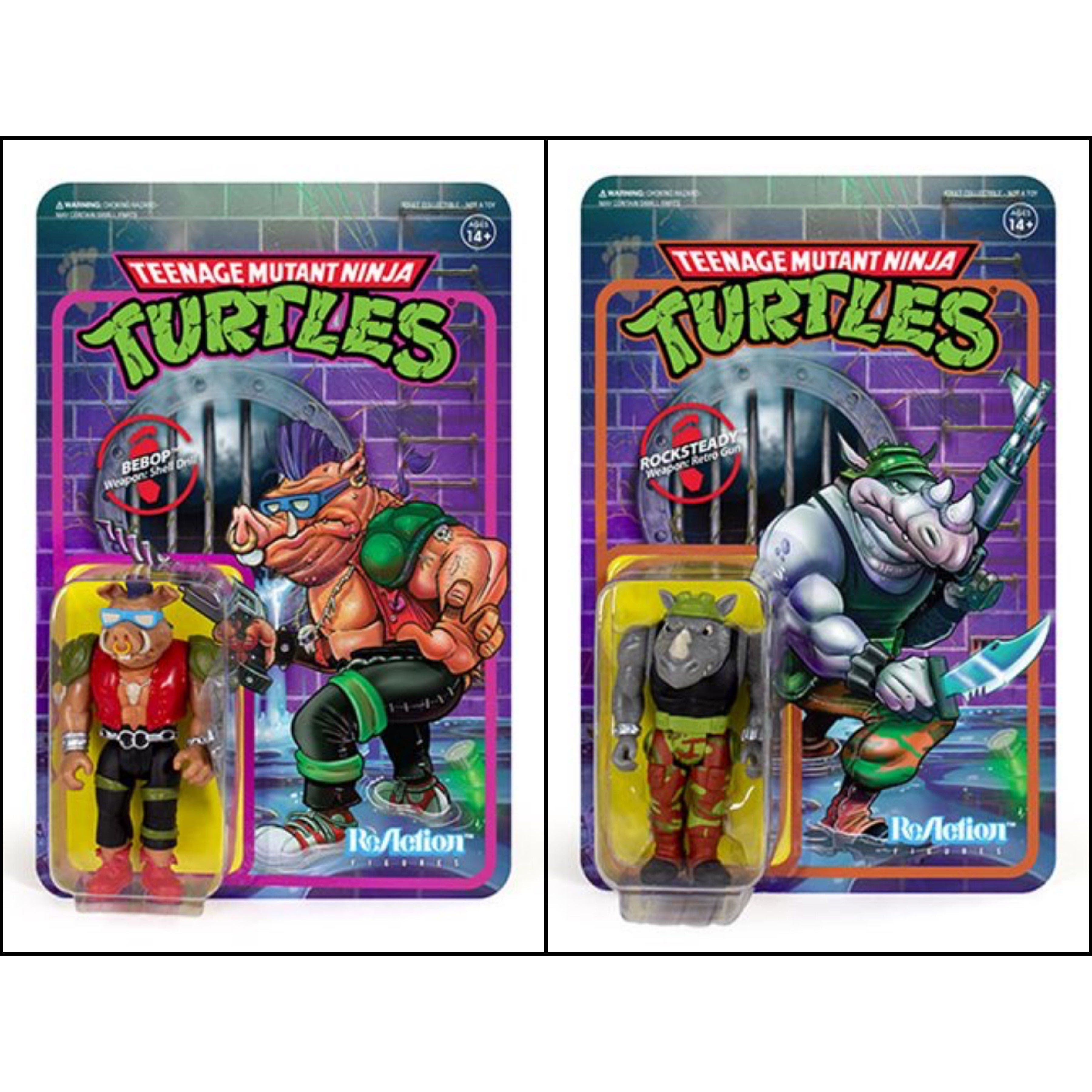 Image of TMNT Reaction 3.75" Rocksteady and Bebop Action Figure Set of 2