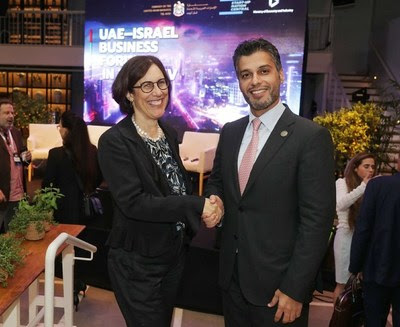 In the photo: UAE Ambassador to Israel, H.E. Mohamed Al Khaja and Executive Director at Start-Up Nation Central, Wendy Singer. Credit: Eran Beeri.
