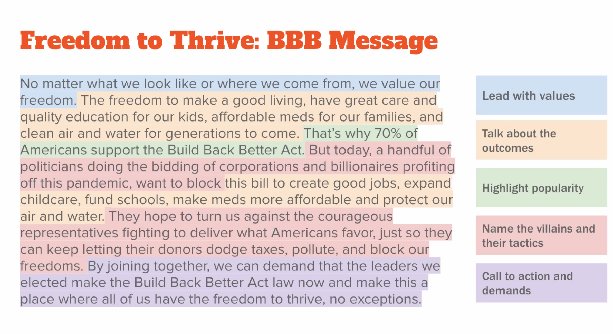 Freedom to Thrive is an example of how ASO Communications recommends framing messages.