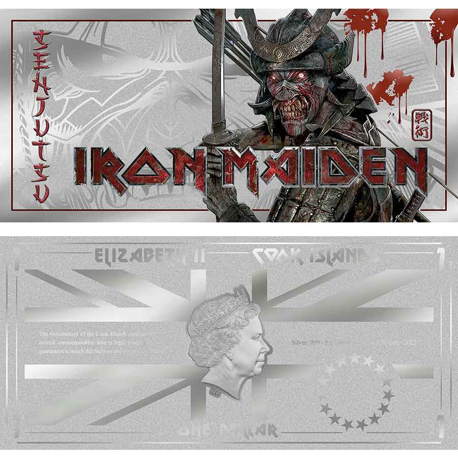 2022 Cook Islands Iron Maiden Senjutsu Silver Note