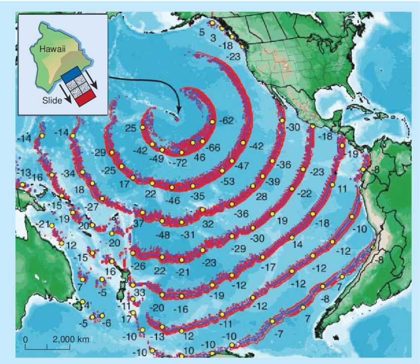 Hawaii FINALLY Admits: "Sea Cliff Collapse" Danger ---- TSUNAMI Danger for San Diego, Los Angeles, Computer-simulation-7-of-the-tsunami-waves-that-might-be-set-off-in-a-collapse-of