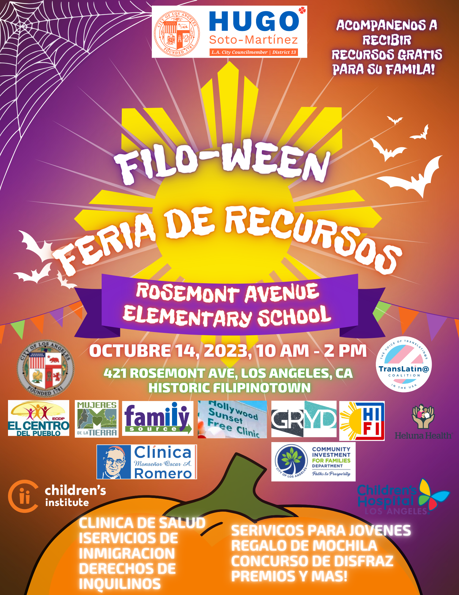 Filo-Ween Community Resource Fair October 14 2023 flyer Spanish