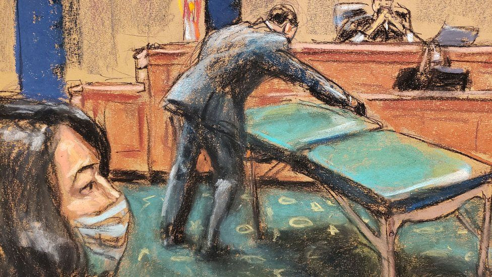 A court image of the massage table seized at Jeffrey Epstein's home in 2005
