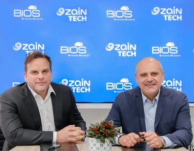 Dominic Docherty, BIOS Managing Director (L) and Andrew Hanna, ZainTech CEO (R) Dominic Docherty, BIOS Managing Director (L) and Andrew Hanna, ZainTech CEO (R)