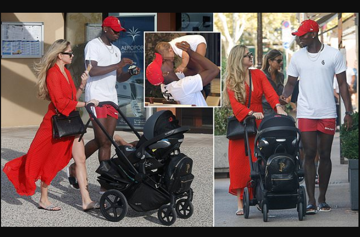 Man.U star Paul Pogba and girlfriend Maria Salaues take their son for a sunny stroll in Saint Tropez (Photos)