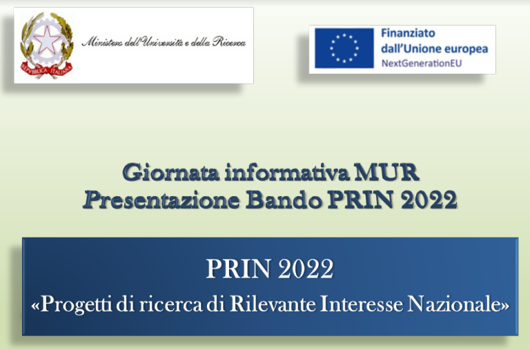 Slide di presentazione del bando PRIN 2022 pubblicate dal MUR