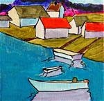 Fish Town, 4x4 Inch Acrylic Painting by Kelley MacDonald - Posted on Monday, January 12, 2015 by Kelley MacDonald