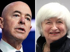 Biden cabinet picks Alejandro Mayorkas, left, Janet Yellen and Antony Blinken.