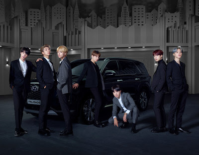 Hyundai Palisade with global boyband BTS (from left; Jin, RM, V, Jung Kook, j-hope, SUGA, Jimin)