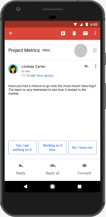 Smart Reply in Gmail on Android