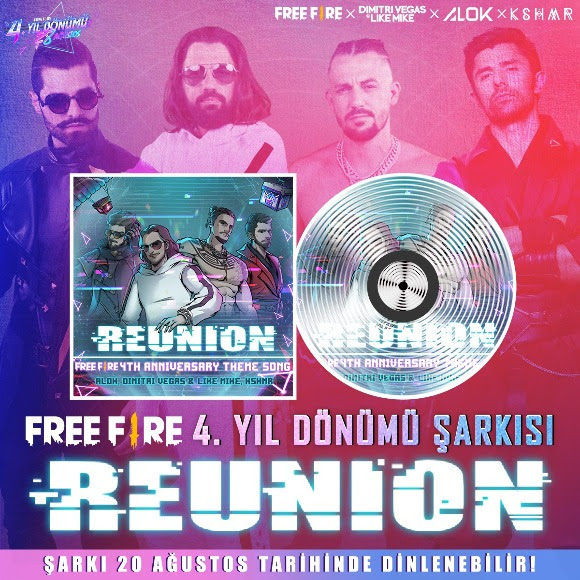 DJ'ler Dimitri Vegas & Like Mike, Alok ve KSHMR, oyuncuları 'Reunion' ile Free Fire'ın 4. yıldönümüne katılmaya davet ediyor 