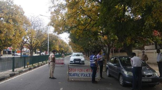  Chandigarh police check ID cards of motorists in the city amid the ongoing lockdown. 