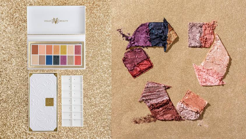 KVD Vegan Beauty ’s first ever fully recyclable palette (meaning no mirrors, magnets or metal hinges) of 14 pixel-perfect, pigmented vegan eyeshadows. KVD Vegan Beauty ’s first ever fully recyclable palette (meaning no mirrors, magnets or metal hinges) of 14 pixel-perfect, pigmented vegan eyeshadows.