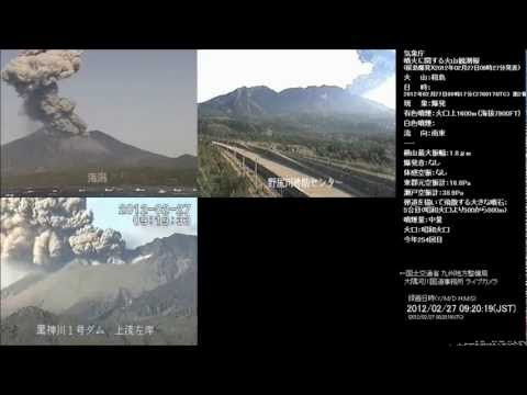 2/27/2012 -- Series of LARGE eruptions at Sakurajima Volcano - Japan 