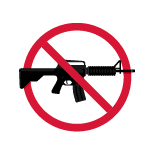 illustration of assault rifle under no entry logo