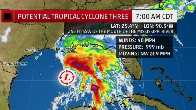 Tropical Hurricaine Cyclone Three Strengthens In The Gulf Of Mexico - National Special Report (Video)