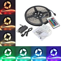 5M 5050 RGB IP65 300LED Strip Light EU Plug Kit DC12V