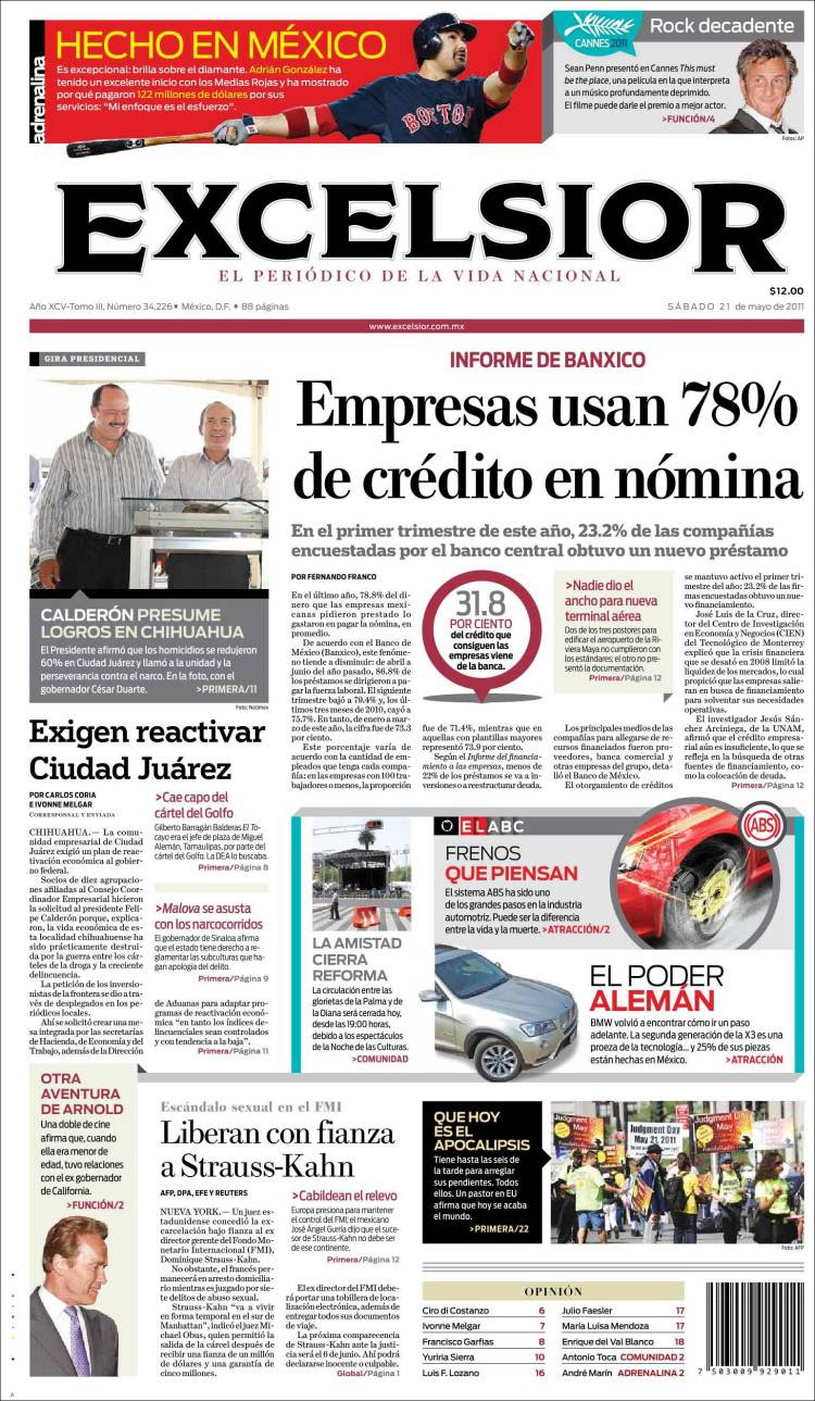 Portada de Excelsior (México)