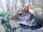 Wildlife  Painting, Small Oil Painting, Daily Painting, "Gray Squirrel" by Carol Schiff, 6x8" Oil - Posted on Friday, February 13, 2015 by Carol Schiff