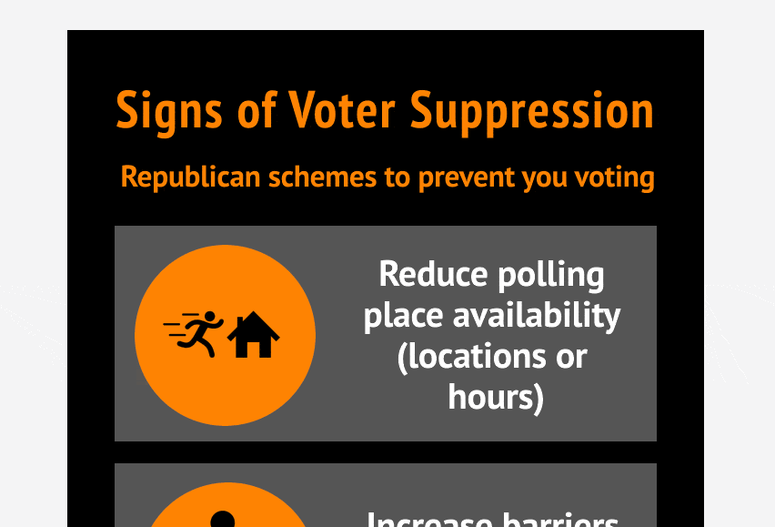Republican voter suppression schemes infographic.gif