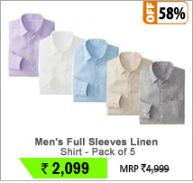 Men's Full Sleeves Linen Shirt - Pack of 5