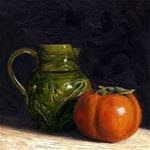Antique cream jug with persimmon - Posted on Sunday, November 30, 2014 by Peter J Sandford